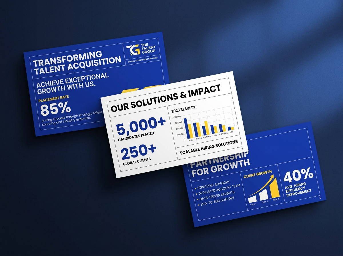 Sales presentation design system for The Talent Group